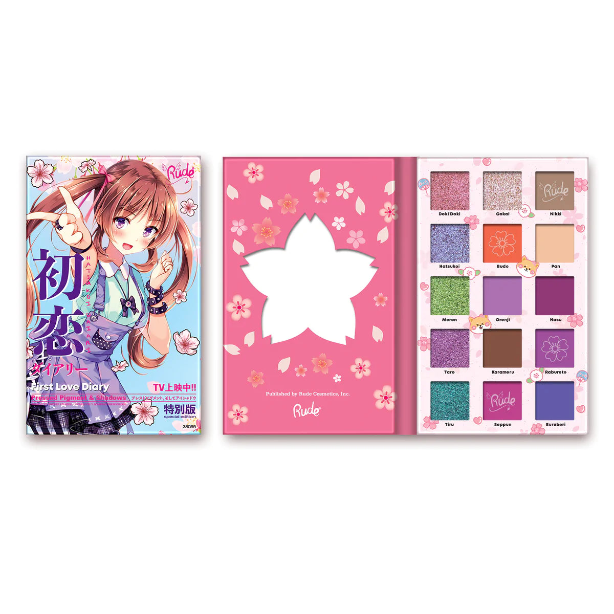 Rude Cosmetics - Manga Anime Pressed Pigments & Shadow Palette - First Love  Diary