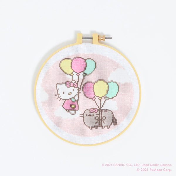 Stitch & Story: Hello Kitty x Pusheen : Up, Up & Away Cross Stitch Kit