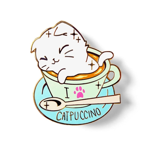Flair Fighter -I Love Catpuccino Coffee Cat Enamel Pin