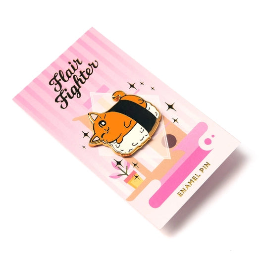 Flair Fighter - Salmon Sushi Cat Enamel Pin