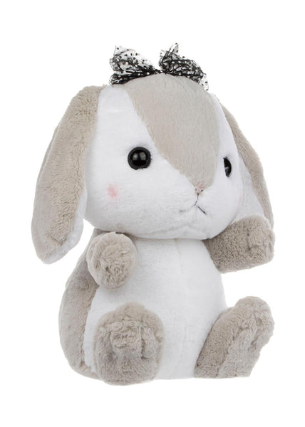 Amuse - Grey And White Bunny With Bow Plush