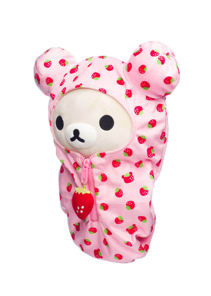 13.5" Korilakkuma In Strawberry Patterned Sleeping Bag Plush