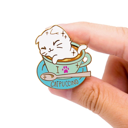 Flair Fighter -I Love Catpuccino Coffee Cat Enamel Pin