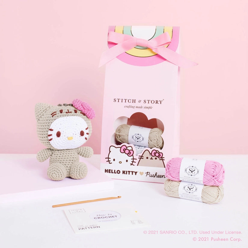 Stitch & Story: Hello Kitty x Pusheen :Hello Kitty Amigurumi Crochet Kit