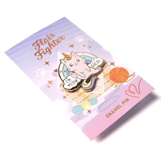 Flair Fighter -Meowgical Caticorn Unicorn Cat Enamel Pin